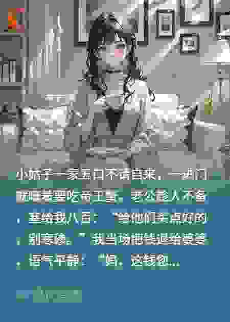 一家五口蹭饭要帝王蟹，老公塞我八百，我反手青菜豆腐