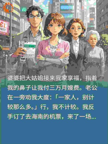 婆婆强逼我付3万月嫂费？我直接卷夫钱跑路，他气炸了