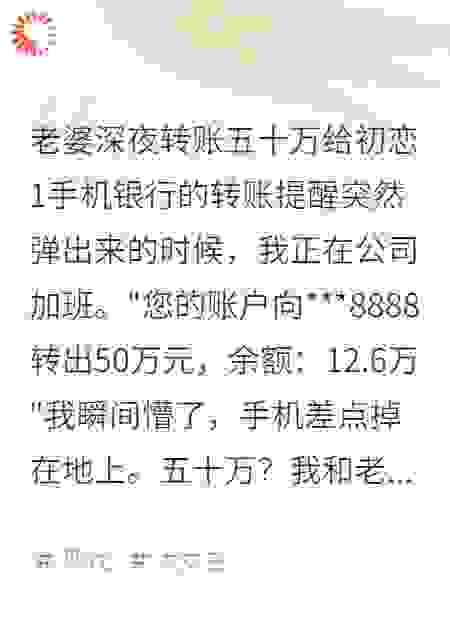 老婆深夜转账五十万给初恋