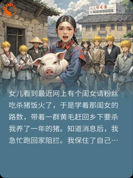不让女儿杀我的猪摆杀猪宴，她试图用网暴报复我