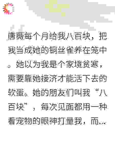 铜丝雀的逆袭：她月薪八百包养我，我笑了